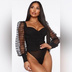Fashion Nova Black “Get the Right Angle Bodysuit”